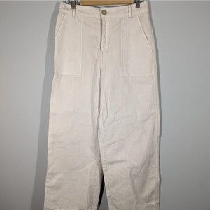 Free People Women Size 6 Beige Sunday Skies Straight Wide Leg Cotton Boho Pants